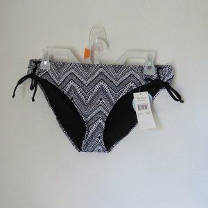 Island Soul Adjustable Juniors Hipster Swim Bottom (Black/White, XL)